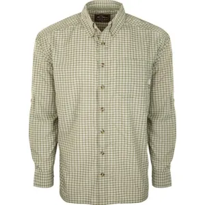 DRAKE Featherlite Check Shirt L/S Midnight Grey Plus Sz