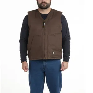BERNE WORKWEAR Hi-Country Washed V-Neck Vest Bark Plus Sizes