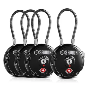 SAVIOR EQUIPMENT 3-Digit Combination Cable Lock TSA Obsidian Black