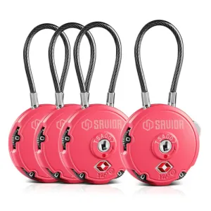 SAVIOR EQUIPMENT 3-Digit Combination Cable Lock TSA Prison Pink