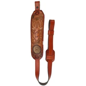 AA&E LEATHERCRAFT Brown Leather Trophy w/Deer Head, Deer Hair Inlay