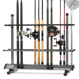 SAVIOR EQUIPMENT Fishing Rod Rack Hold Up To 24 Rod Gunmetal Gray