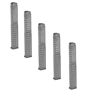 ELITE TACTICAL 9mm 40rd 5 Mags for Glock 17,18,19,19X,26,34,45