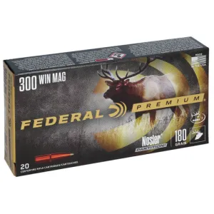 FEDERAL AMMO Premium 300 Win Mag 180gr Nosler Partition Ammunition | 20 Rounds
