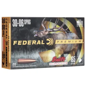 FEDERAL AMMO Premium 30-06 Springfield 165gr Swift Scirocco Ammunition | 20 Rounds