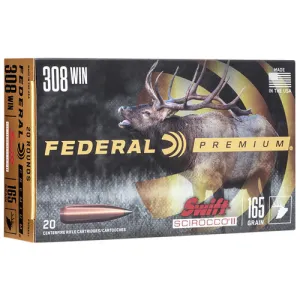 FEDERAL AMMO Premium 308 Win 165gr Swift Scirocco Ammunition | 20 Rounds