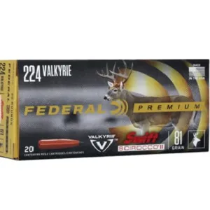 FEDERAL AMMO 224 Valkyrie 81 Gr Swict Scirocco II 20rd