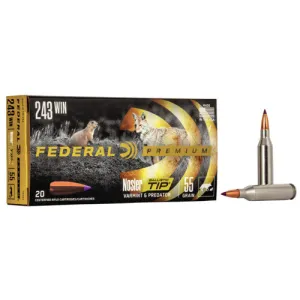 FEDERAL AMMO Premium 243 Win 55gr Nosler Ballistic TIP Ammunition | 20 Rounds