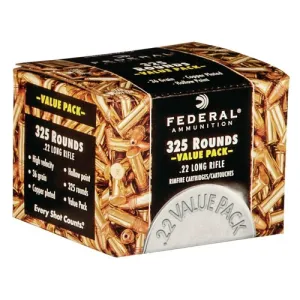FEDERAL AMMO Value Pack 22LR 36gr Copper Plated Hollow Point Ammunition | 325 Rounds