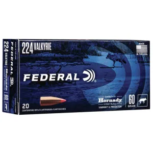 FEDERAL AMMO 224 Valkyrie 60Gr Hornady V-Max 20rd