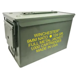 WINCHESTER AMMO 9mm 124Gr FMJ USA Ammo Can 1000rd