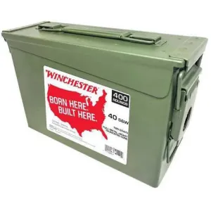 WINCHESTER USA Ammo Can 40 S&W 165Gr Full-Metal Jacket Brass Ammunition | 400 Round