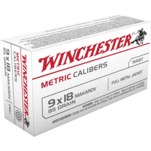 WINCHESTER AMMO 9x18 Makarov 95Gr FMJ Target 50rd