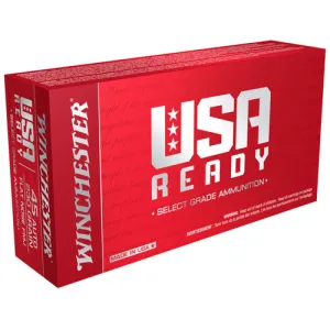 WINCHESER USA Ready 45 ACP 230 gr Full Metal Jacket Flat Nose Ammunition | 50 Rounds