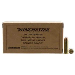 WINCHESTER Service Grade 38 Special 130Gr Full Metal Jacket Ammunition | 50 Rounds