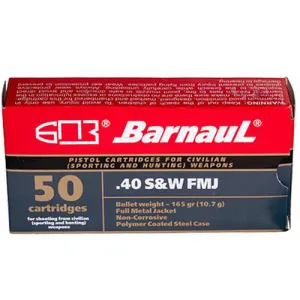 BARNAUL AMMO 40 SW 165gr FMJ IPSC Zinc Steel Case 50rd