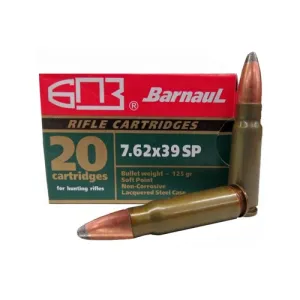BARNAUL AMMO 7.62x39 125Gr SP Lacquered Steel Case 20rd