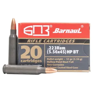 BARNAUL AMMO 223 Rem 55Gr HPBT Polycoated Steel Case 20rd
