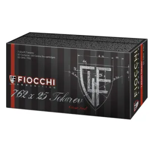 Fiocchi Heritage 7.62x25mm Tokarev 88 gr FMJ | 50 Rounds