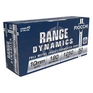 FIOCCHI Range Dynamics 10mm 180gr Full Metal Jacket Truncated Cone Ammunition | 50 Rounds