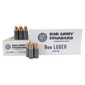 RED ARMY STANDARD 9mm 115Gr FMJ Steel Case 50rd