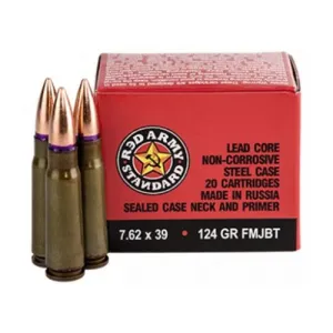 RED ARMY STANDARD 7.62x39 124Gr FMJ Steel Case 20rd