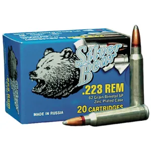 SILVER BEAR AMMO 223 Rem 62Gr SP Nickel 20rd