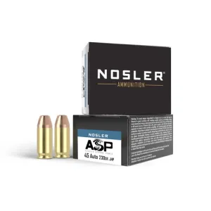 NOSLER ASP 45 ACP 230gr Jacketed Hollow Point Ammunition | 100 Rounds (5 Box COMBO)