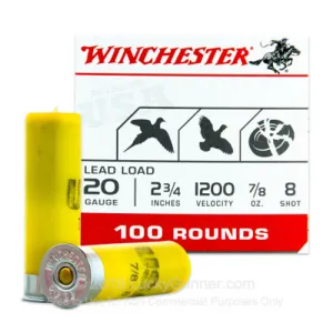 WINCHESTER AMMO 20Ga USA Super Target 2-3/4" 8 100 Rd ShotShells