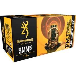 BROWNING Value Pack 9mm 115gr Full Metal Jacket Ammunition | 100 Rounds