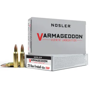 NOSLER Varmageddon 221 Rem Fireball 40 gr Flat Base Hollow Point Ammunition | 20 Rounds