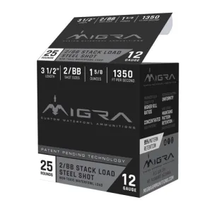 MIGRA AMMO 12 Ga 3.5" Steel Shot -Staxd Load 2-BB