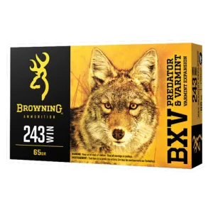 BROWNING BXV Predator & Varmint 243 Win 65gr Rifle Ammunition | 20 Rounds