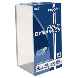 FIOCCHI Field Dynamics Performance 22 WMR 40 gr Jacket Hollow Point Ammunition | 50 Rounds