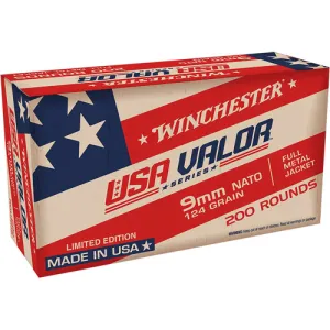 WINCHESTER USA VALOR 9mm 124gr Full Metal Jacket Ammunition | 200 Rounds