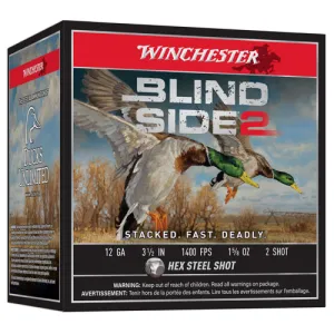 WINCHESTER Blind Side 2 12 Gauge 3.5" 1-5/8oz #2 Hex Steel Shot Shotgun Ammunition | 25 Rounds
