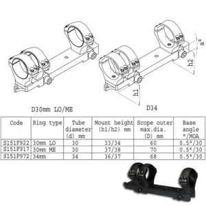 SAKO TRG Scope Mount 3 Ring 30 mm LO