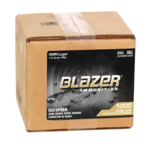 BLAZER AMMO 9mm 115Gr FMJ Brass 1000rd Loose Ammunition