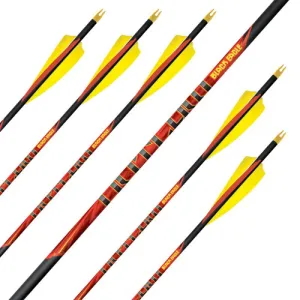 BLACK EAGLE ARCHERY Outlaw Feather Fletched Arrows - .005" 6 Pack - 350 Spine