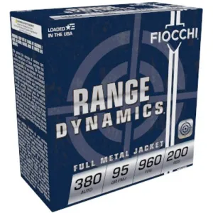 FIOCCHI 380 Auto Range Dynamics 95Gr FMJ 200rd