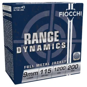 FIOCCHI 9mm Luger Range Dynamics 115Gr FMJ 200rd