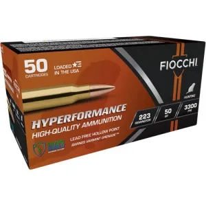 FIOCCHI Hyperformance 223 Rem 50 gr Lead Free Hollow Point Ammunition | 50 Rounds