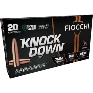 FIOCCHI Knock Down Enviro Shield 7mm Rem Mag 160 gr Hollow Point Ammunition | 20 Rounds