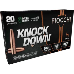 FIOCCHI Knock Down Enviro Shield 300 Win Mag 165 gr Hollow Point Ammunition | 20 Rounds
