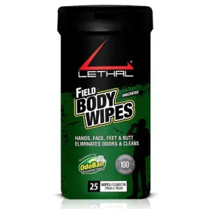 LETHAL PRODUCTS Field Body Wipes (1) Hard Plastic Container of 25
