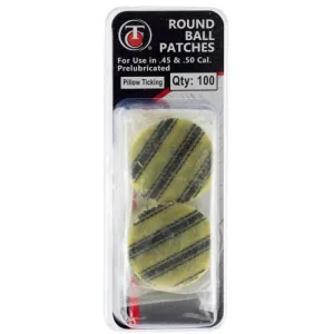 THOMPSON CENTER Pillow Tick Patches.45-.50Cal Pre-Lubed 100pk