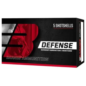 BARNES AMMO Defense 12 Gauge 00 Buck 15 Pellets 3'' Shotgun Buckshot Ammunition - 5 Round
