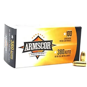 ARMSCOR 380 ACP 95gr Full Metal Jacket Ammunition | 100 Rounds