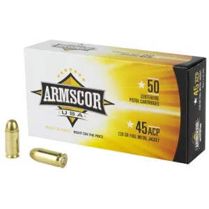 ARMSCOR 45 ACP 230gr FMJ Brass Ammunition | 50 Rounds