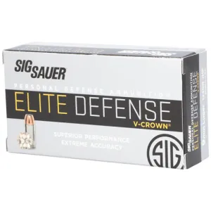 SIG SAUER Elite Defense V-Crown 9mm 124gr Nickel-Plated Brass Ammunition | 50 Rounds